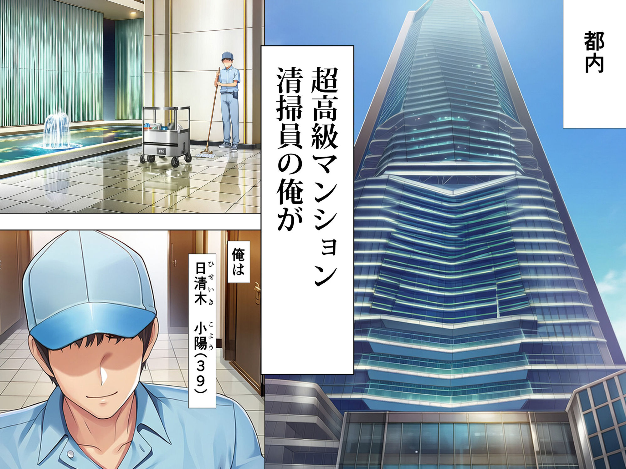 超高級マンション清掃員の俺、仕事ついでにハイスペ美人居住者たちの愚痴を聞いていたら完全合意の中出しハーレム生活を送ってしまう 1枚目