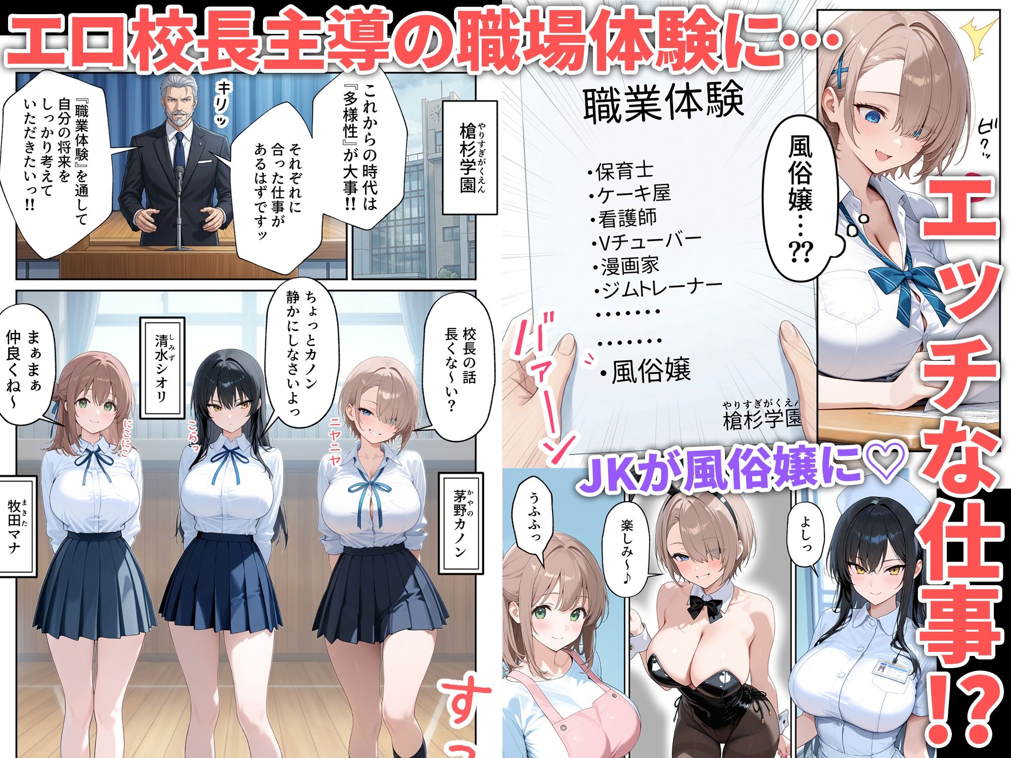 職場体験えっち 女子●生3人エッチな職場体験 1枚目